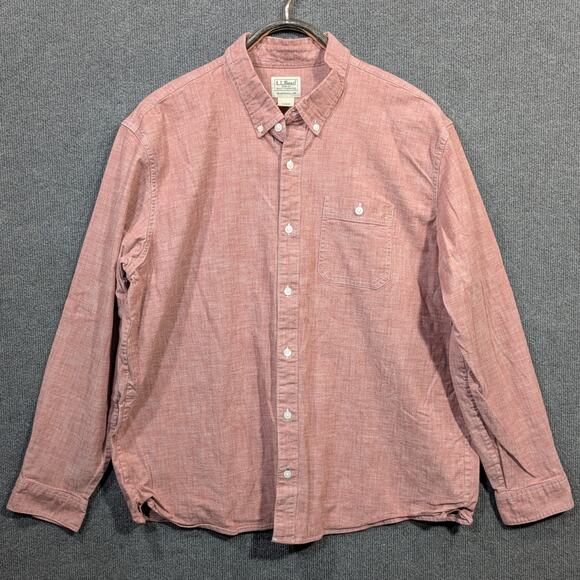 LL Bean Shirt Mens XL Button Up Chambray Untucked Stretch Traditional Fit - Picture 1 of 10